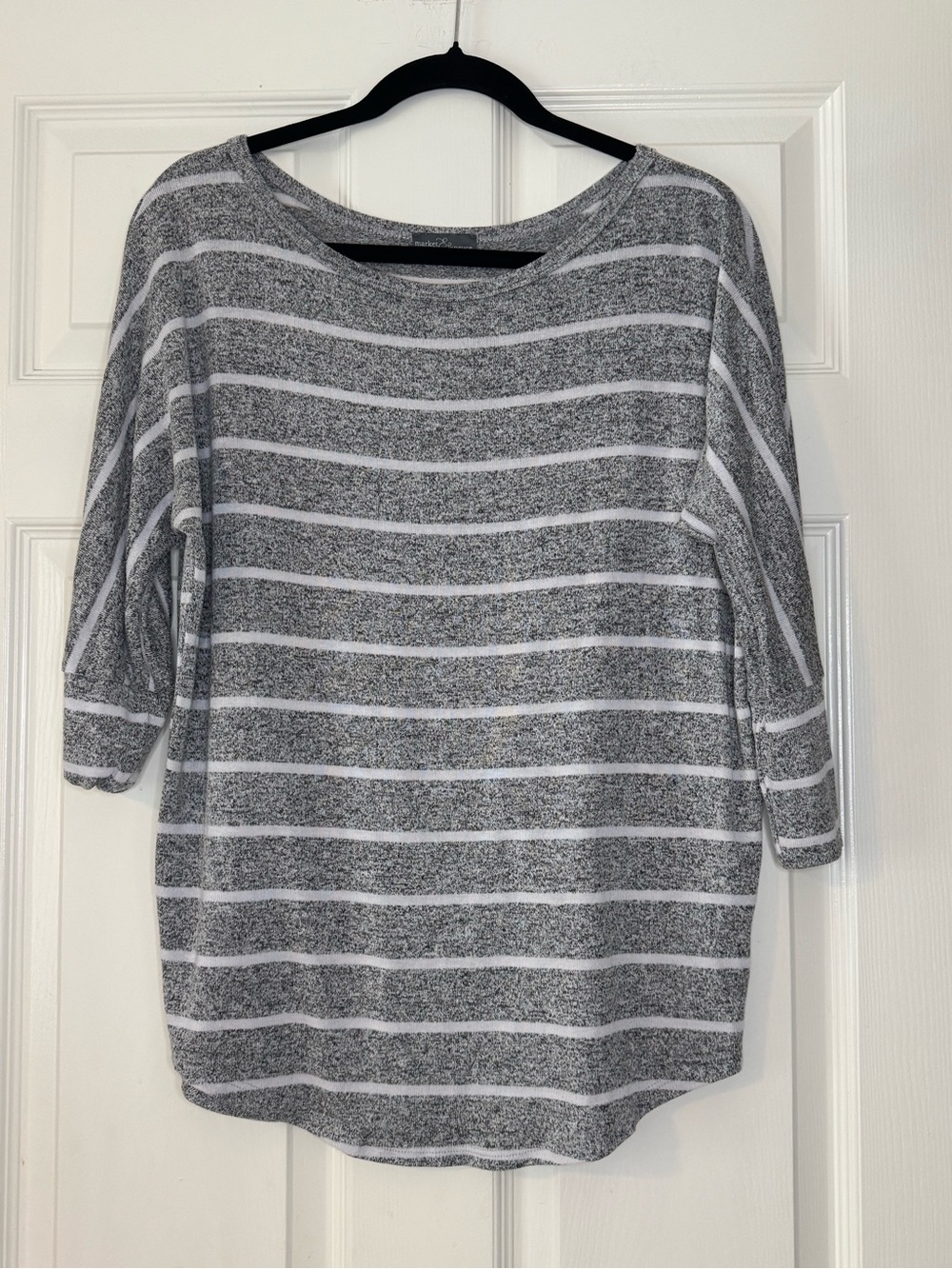 Market & Spruce Black and Gray Striped Knit Top